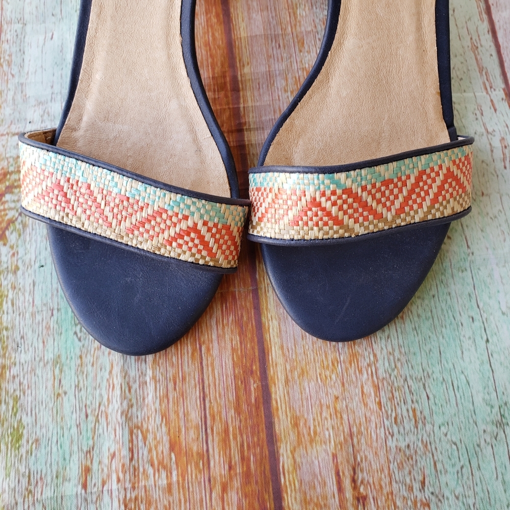 Modcloth Sidewalk Strut Woven Ankle Strap Heels 8 - Picture 6 of 8